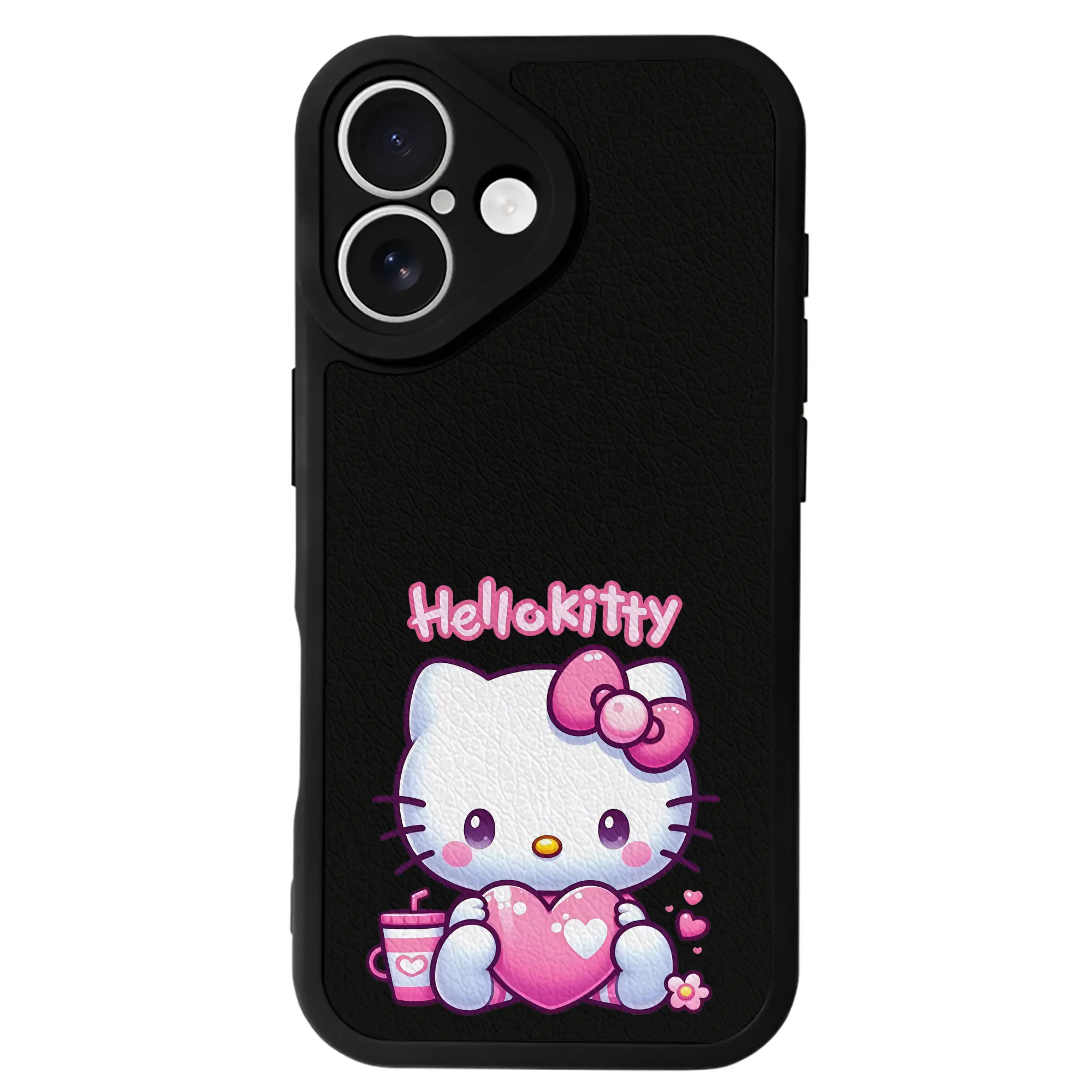 サンリオ グッズ,ハローキティ - IPhone 16シリーズ対応 ・ シリコンスマホケース ・ レザー調 ・ 高精度フィット ・ 耐衝撃 ・ ワイヤレス充電対応 ・ 精密カット